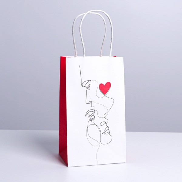 Пакет крафтовый "Love" бел. 12 × 21 × 9 см