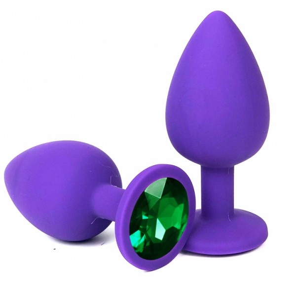 Анальная пробка "Vander" силикон, зеленый кристалл S, Фиолетовый